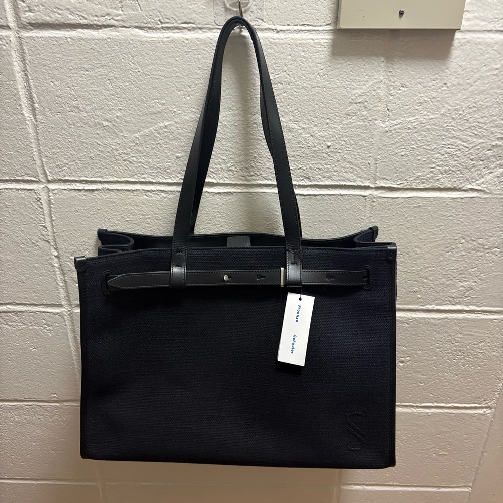 NWT PROENZA SCHOULER BLACK CANVAS TOTE HAND SHOULDER BAG BLACK